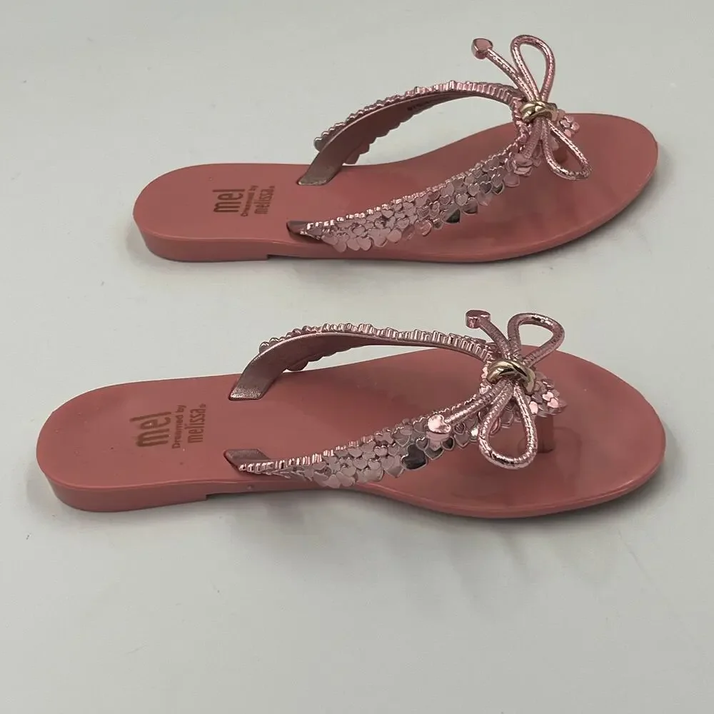 Mini Melissa Mel Harmonic Chrome III Rose Gold Sandals Little Girl sz 13